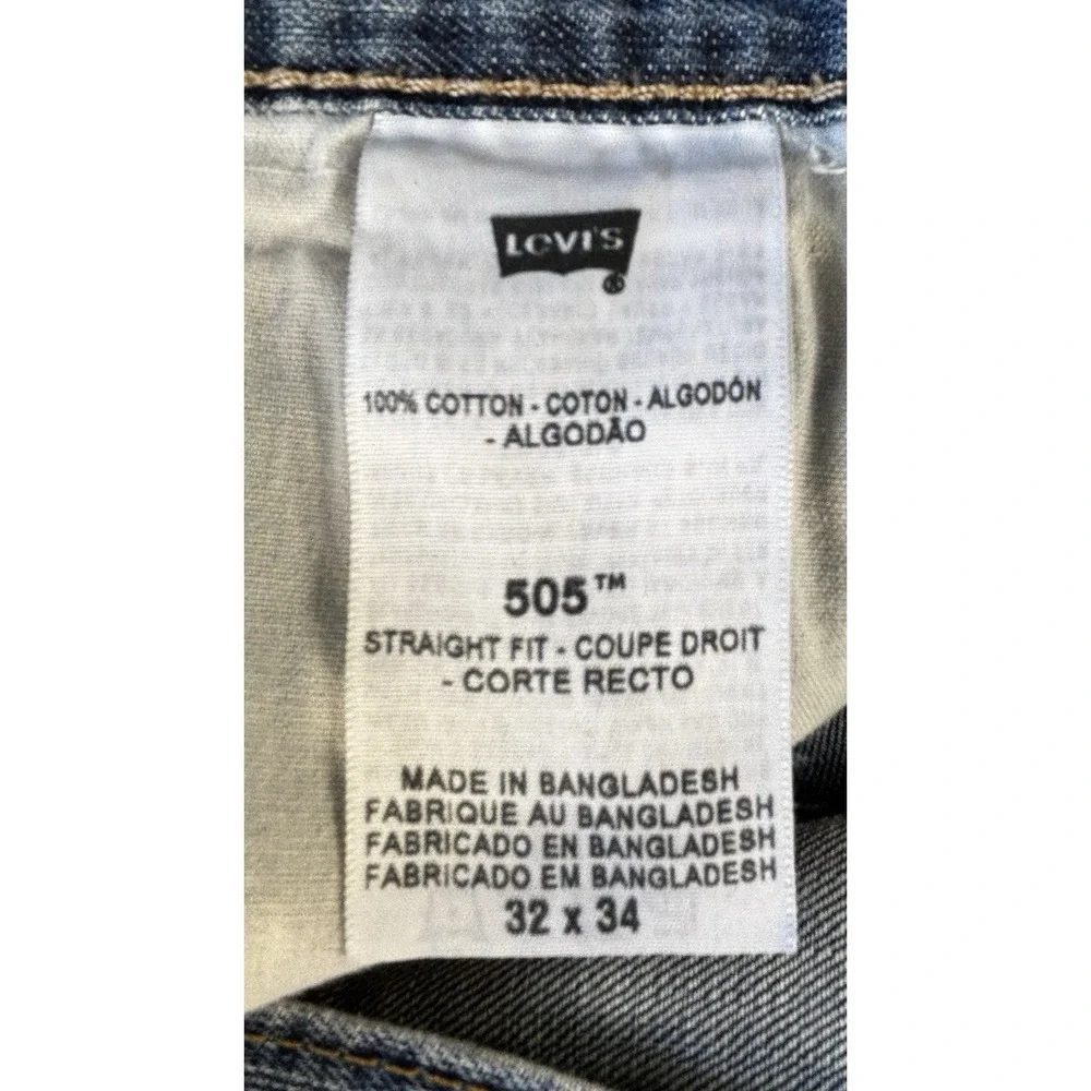 Vintage Levis 505 Jeans Men 32x34 Denim‎ Pants Straight Y2K whiskers distressed